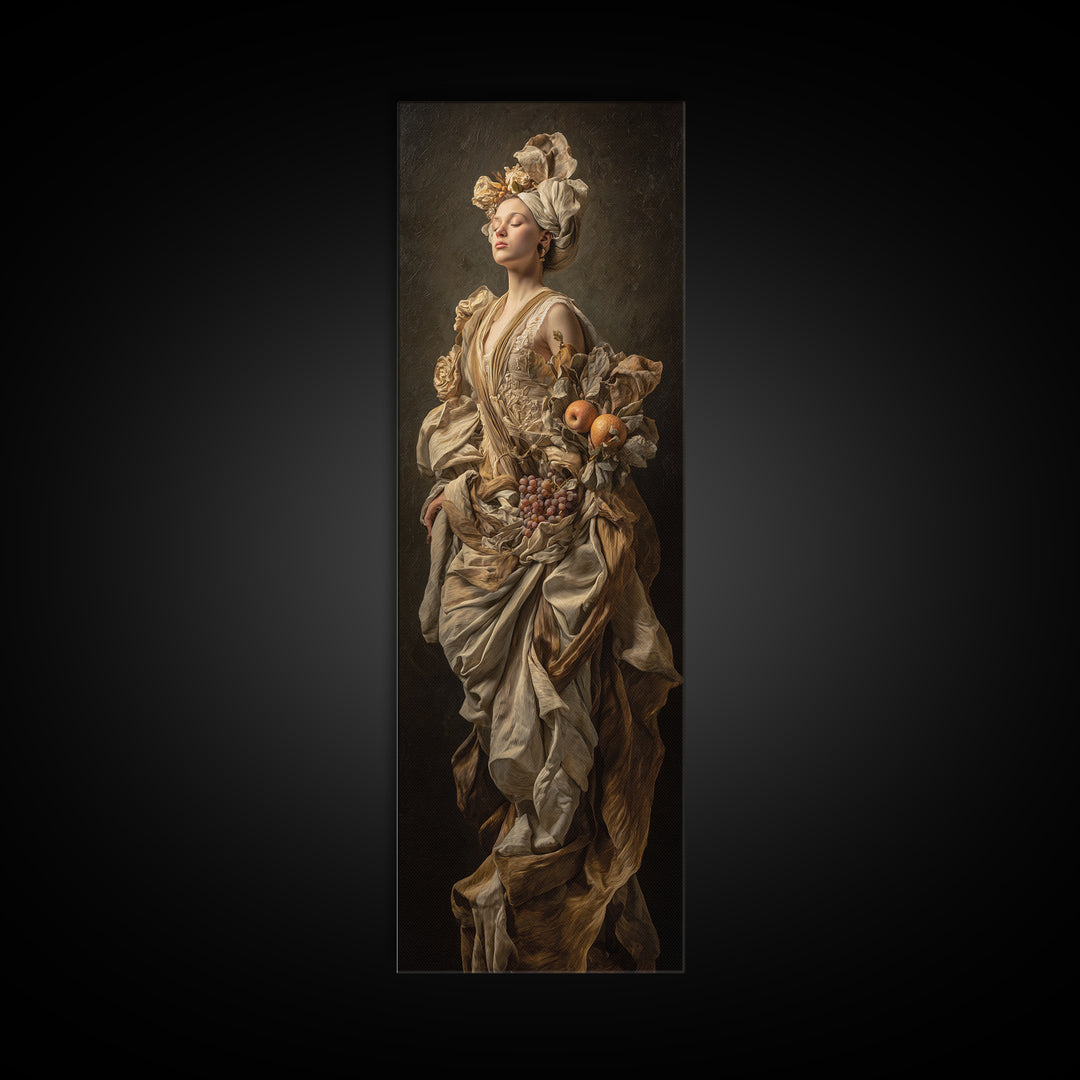 Mythic Goddess Figure Framed Canvas Print, Baroque Art, Eclectic Wall Art, Living Room Decor, Oil Painting, Ornate, BAO-1x3-74