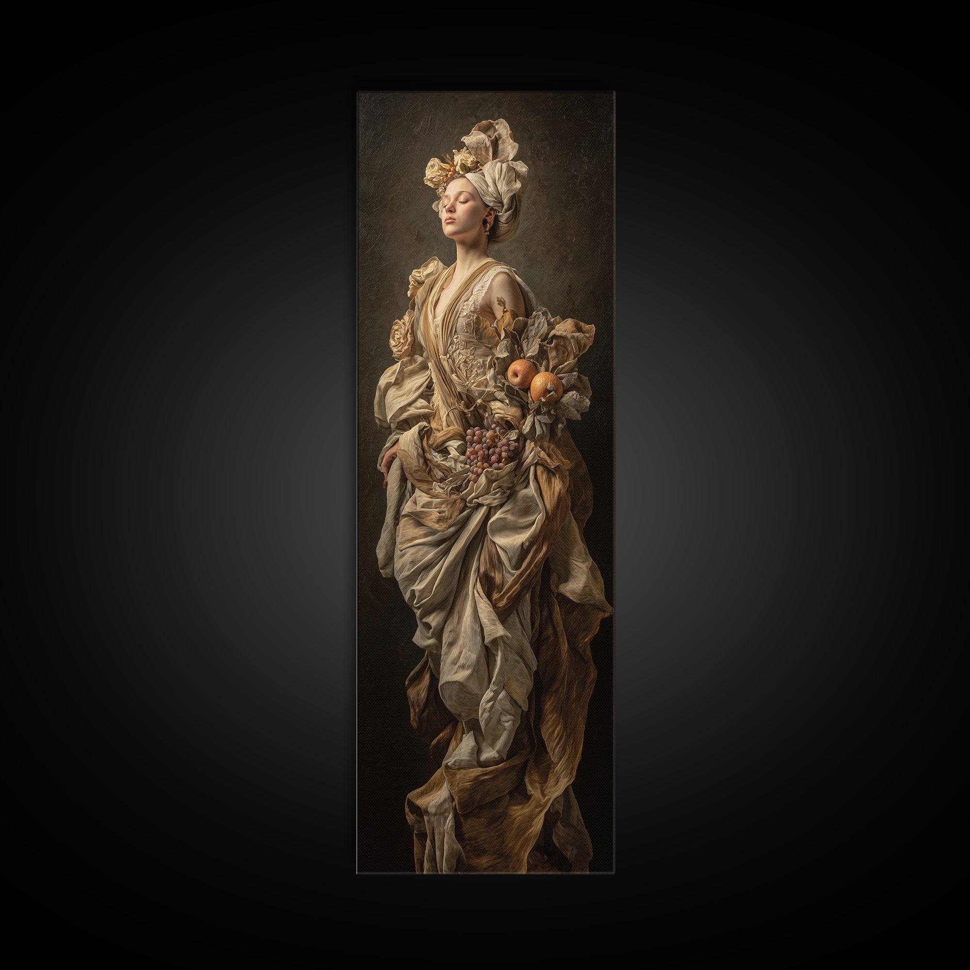 Mythic Goddess Figure Framed Canvas Print, Baroque Art, Eclectic Wall Art, Living Room Decor, Oil Painting, Ornate, BAO-1x3-74