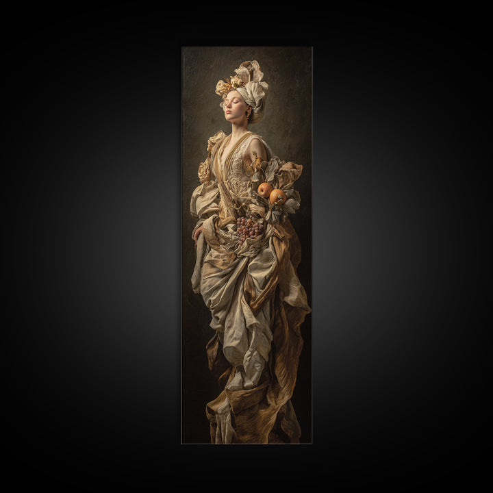 Mythic Goddess Figure Framed Canvas Print, Baroque Art, Eclectic Wall Art, Living Room Decor, Oil Painting, Ornate, BAO-1x3-74