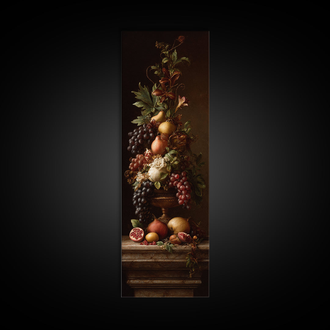 Dramatic Fruit Still Life Canvas Print, Baroque Art, Wall Decor, Living Room Decor, Fine Art, Ornate, Contemporary Art, BAO-1x3-85