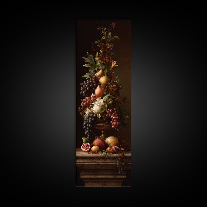 Dramatic Fruit Still Life Canvas Print, Baroque Art, Wall Decor, Living Room Decor, Fine Art, Ornate, Contemporary Art, BAO-1x3-85
