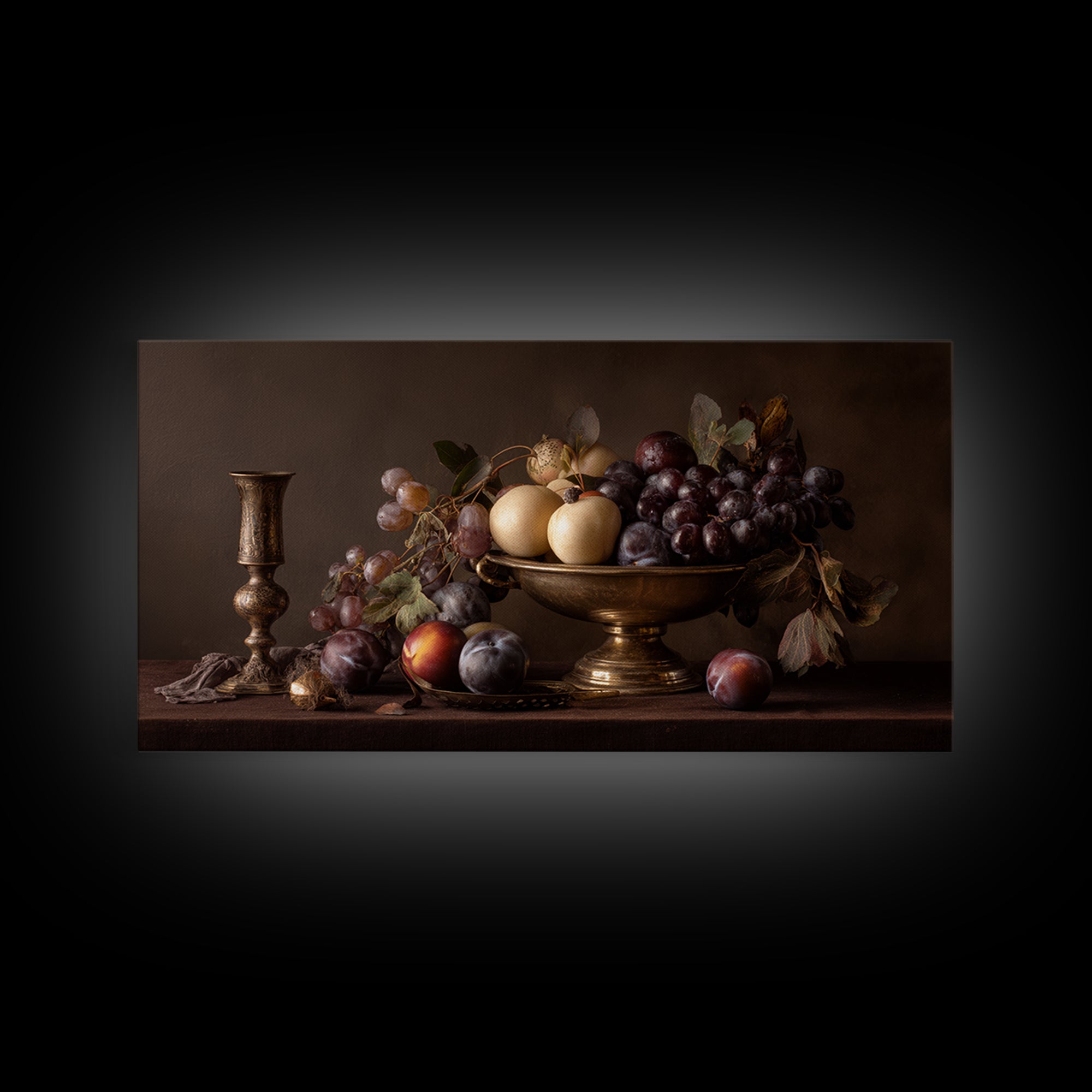 Dramatic Fruit Still Life Canvas Print, Baroque Art, Wall Decor, Living Room Decor, Oil Painting, Ornate, Contemporary Art, BAO-2x1-21