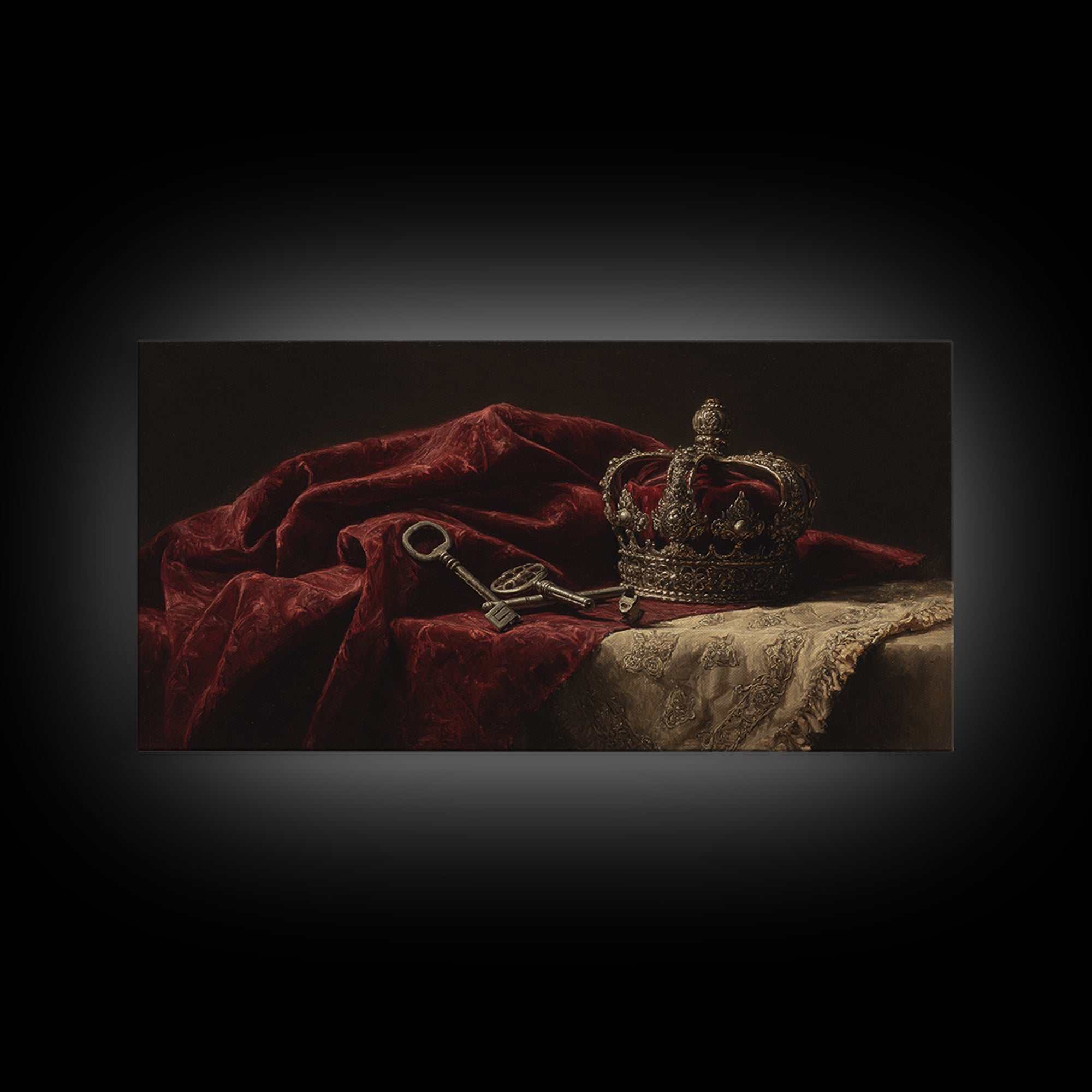 Dark Red Velvet Framed Canvas Print, Baroque Art, Contemporary Art, Living Room Decor, Fine Art, Ornate, 3d Wall Art, BAO-2x1-43