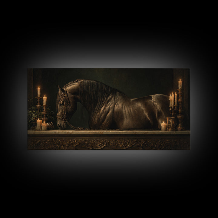 Dramatic Horse Portrait Canvas Print, Baroque Art, Art Print, Living Room Decor, Ornate, Oil Painting, Digital Wall Art, BAO-2x1-44