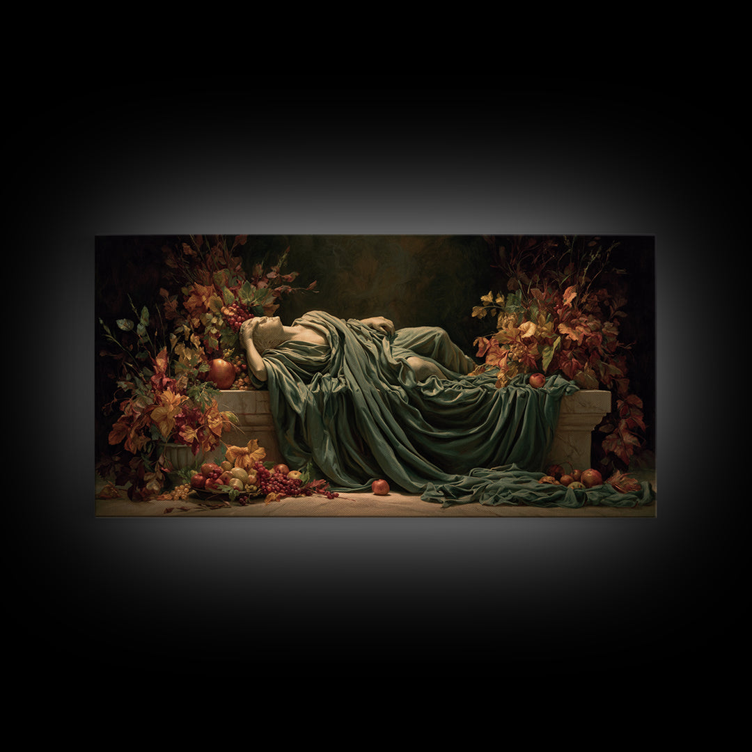 Mythic Goddess Figure Canvas Print, Baroque Art, Statement Artwork, Living Room Decor, Oil Painting, Ornate, Printable Wall Art, BAO-2x1-82