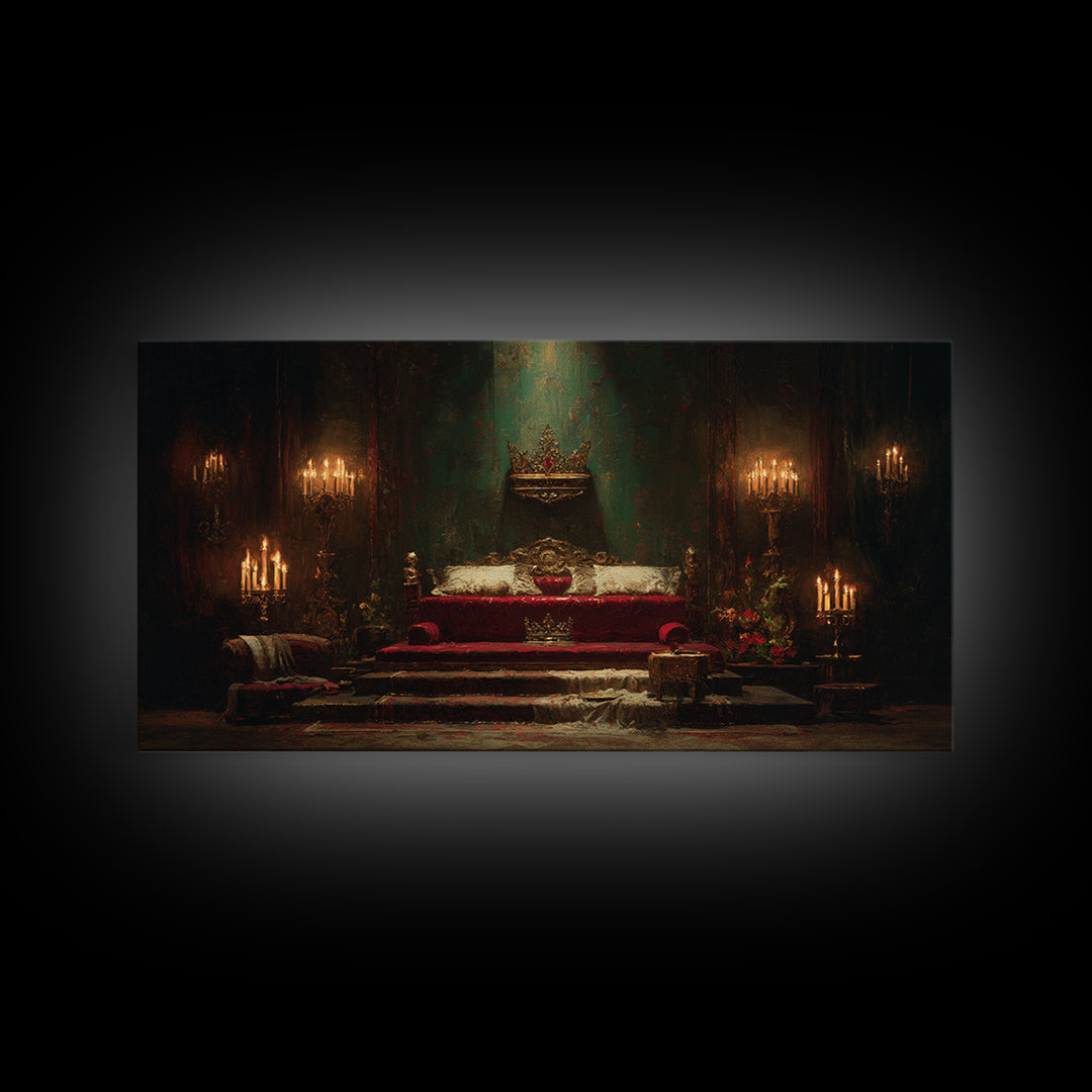 Dark Red Velvet Framed Canvas Print, Baroque Art, Contemporary Art, Living Room Decor, Fine Art, Ornate, 3d Wall Art, BAO-2x1-91