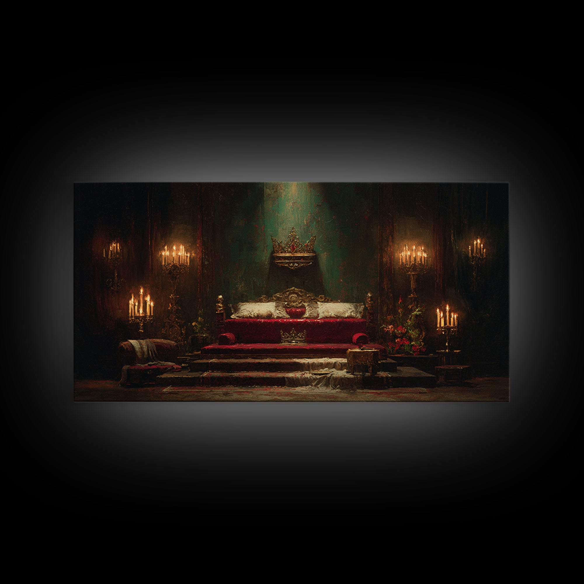 Dark Red Velvet Framed Canvas Print, Baroque Art, Contemporary Art, Living Room Decor, Fine Art, Ornate, 3d Wall Art, BAO-2x1-91