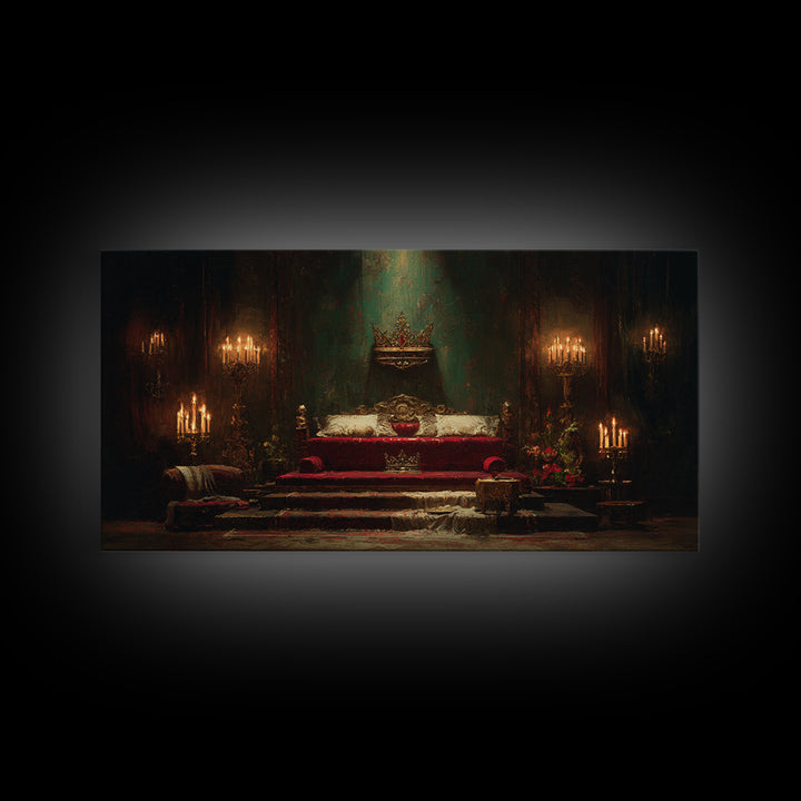 Dark Red Velvet Framed Canvas Print, Baroque Art, Contemporary Art, Living Room Decor, Fine Art, Ornate, 3d Wall Art, BAO-2x1-91