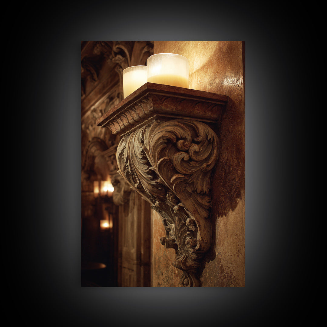 Carved Acanthus Leaf Ornament Study Canvas Print, Baroque Art, Minimalist Wall Art, Living Room Decor, Fine Art, Ornate, BAO-2x3-23