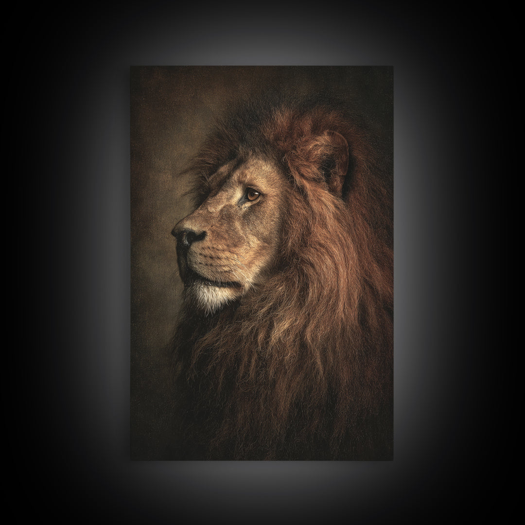 Royal Lion Portrait Canvas Print, Baroque Art, Statement Artwork, Living Room Decor, Fine Art, Ornate, Painting, BAO-2x3-49