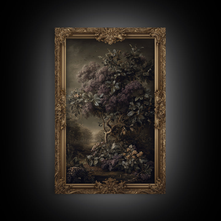 Ornate Gold Frame Illusion Around a Botanical Canvas Print, Baroque Art, Art Print, Living Room Decor, Oil Painting, Ornate, BAO-2x3-65