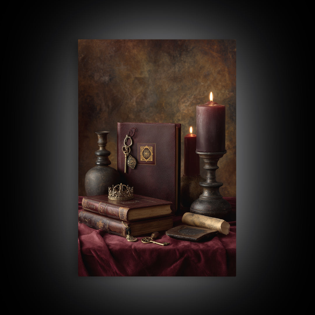 Dark Red Velvet Canvas Print, Baroque Art, Art, Living Room Decor, Fine Art, Ornate, Modern Wall Art, Living Room Wall Art, BAO-2x3-7