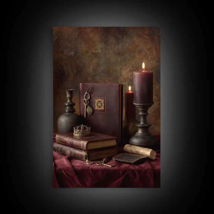 Dark Red Velvet Canvas Print, Baroque Art, Art, Living Room Decor, Fine Art, Ornate, Modern Wall Art, Living Room Wall Art, BAO-2x3-7