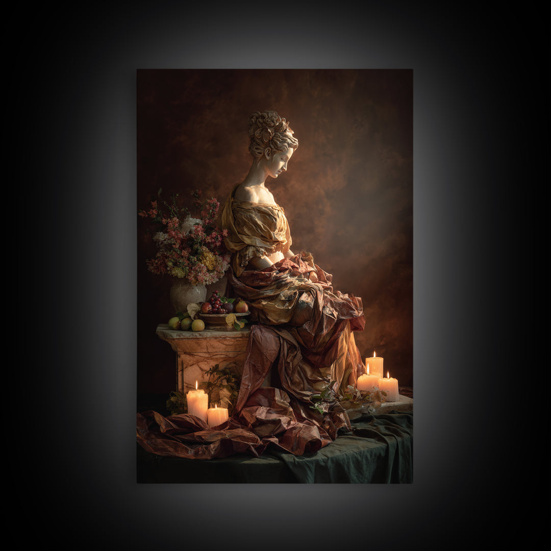 Mythic Goddess Figure Canvas Print, Baroque Art, Statement Artwork, Living Room Decor, Fine Art, Ornate, Painting, BAO-2x3-70