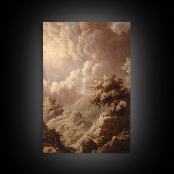 Theatrical Stormy Landscape Framed Canvas Print, Baroque Art, Room Decor, Living Room Decor, Oil Painting, Ornate, BAO-2x3-90