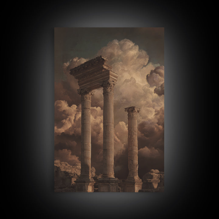 Classical Ruins Beneath a Dramatic Sky Canvas Print, Baroque Art, Fine Art Print, Living Room Decor, Fine Art, Ornate, BAO-2x3-99
