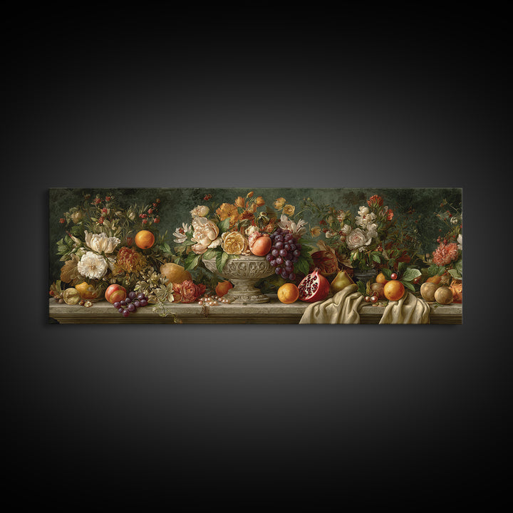 Ornamental Shell and Pearl Composition Canvas Print, Baroque Art, Minimalist Decor, Living Room Decor, Fine Art, Ornate, BAO-3x1-38