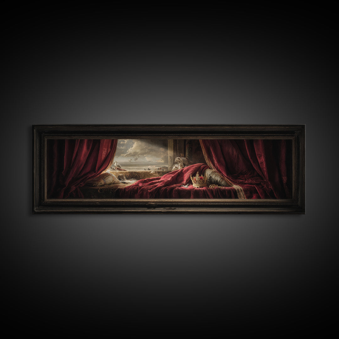 Dark Red Velvet Canvas Print, Baroque Art, Art Nouveau Decor, Living Room Decor, Fine Art, Ornate, Art Print, Textured Painting, BAO-3x1-39