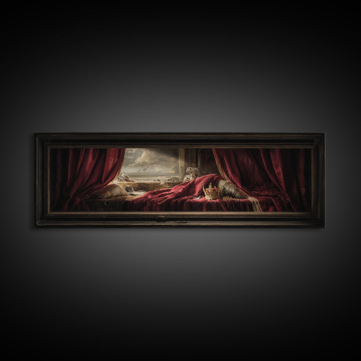 Dark Red Velvet Canvas Print, Baroque Art, Art Nouveau Decor, Living Room Decor, Fine Art, Ornate, Art Print, Textured Painting, BAO-3x1-39