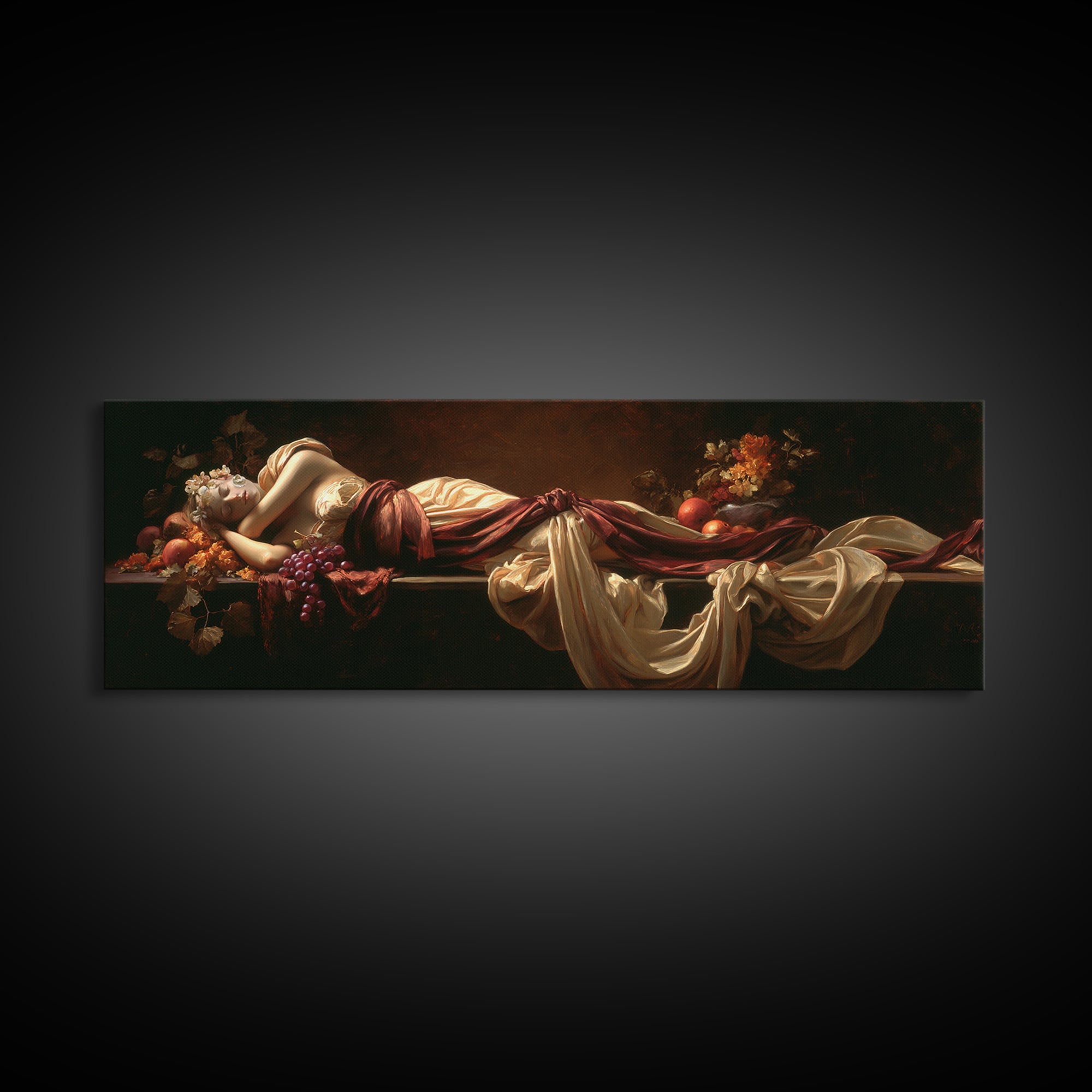 Mythic Goddess Figure Canvas Print, Baroque Art, Statement Artwork, Living Room Decor, Fine Art, Ornate, Painting, BAO-3x1-78
