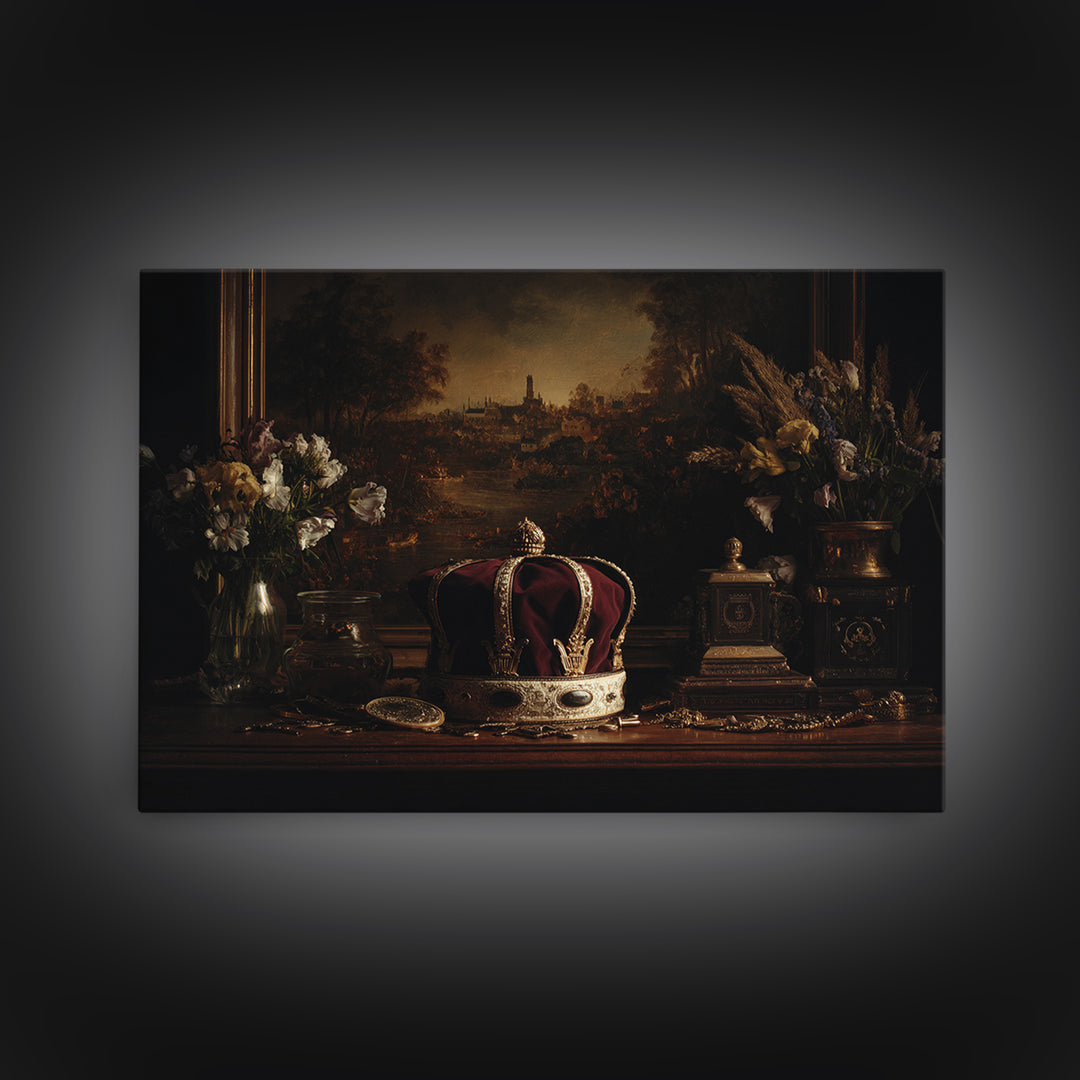 Dark Red Velvet Canvas Print, Baroque Art, Statement Artwork, Living Room Decor, Fine Art, Ornate, Painting, Printable Wall Art, BAO-3x2-3