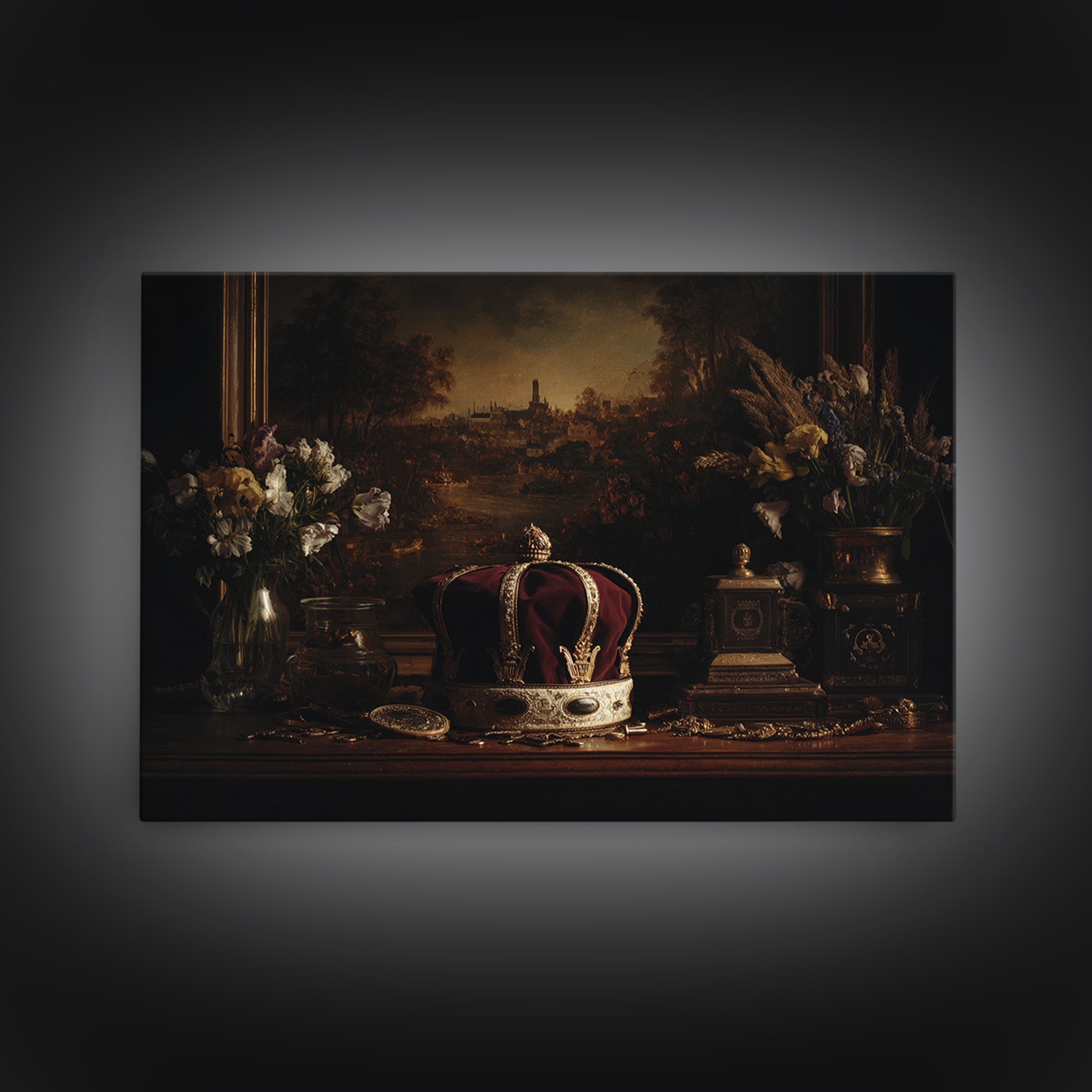Dark Red Velvet Canvas Print, Baroque Art, Statement Artwork, Living Room Decor, Fine Art, Ornate, Painting, Printable Wall Art, BAO-3x2-3