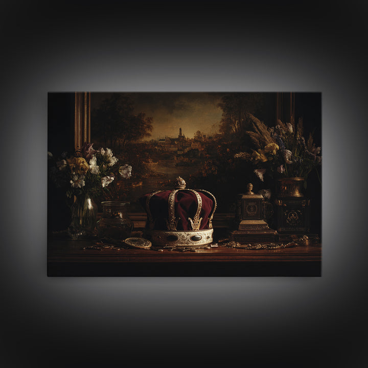 Dark Red Velvet Canvas Print, Baroque Art, Statement Artwork, Living Room Decor, Fine Art, Ornate, Painting, Printable Wall Art, BAO-3x2-3