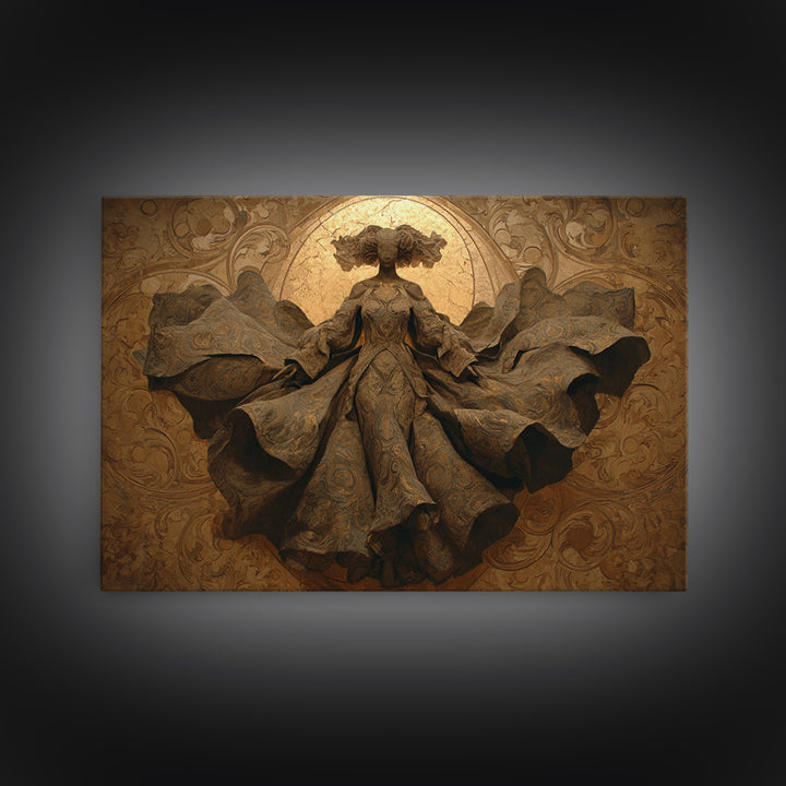 Mythic Goddess Figure Canvas Print, Baroque Art, Art, Living Room Decor, Oil Painting, Ornate, Modern Wall Art, BAO-3x2-42