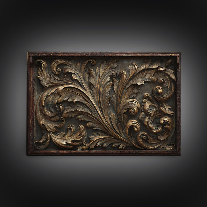 Carved Acanthus Leaf Ornament Study Canvas Print, Baroque Art, Canvas, Living Room Decor, Ornate, Room Decor Aesthetic, BAO-3x2-43
