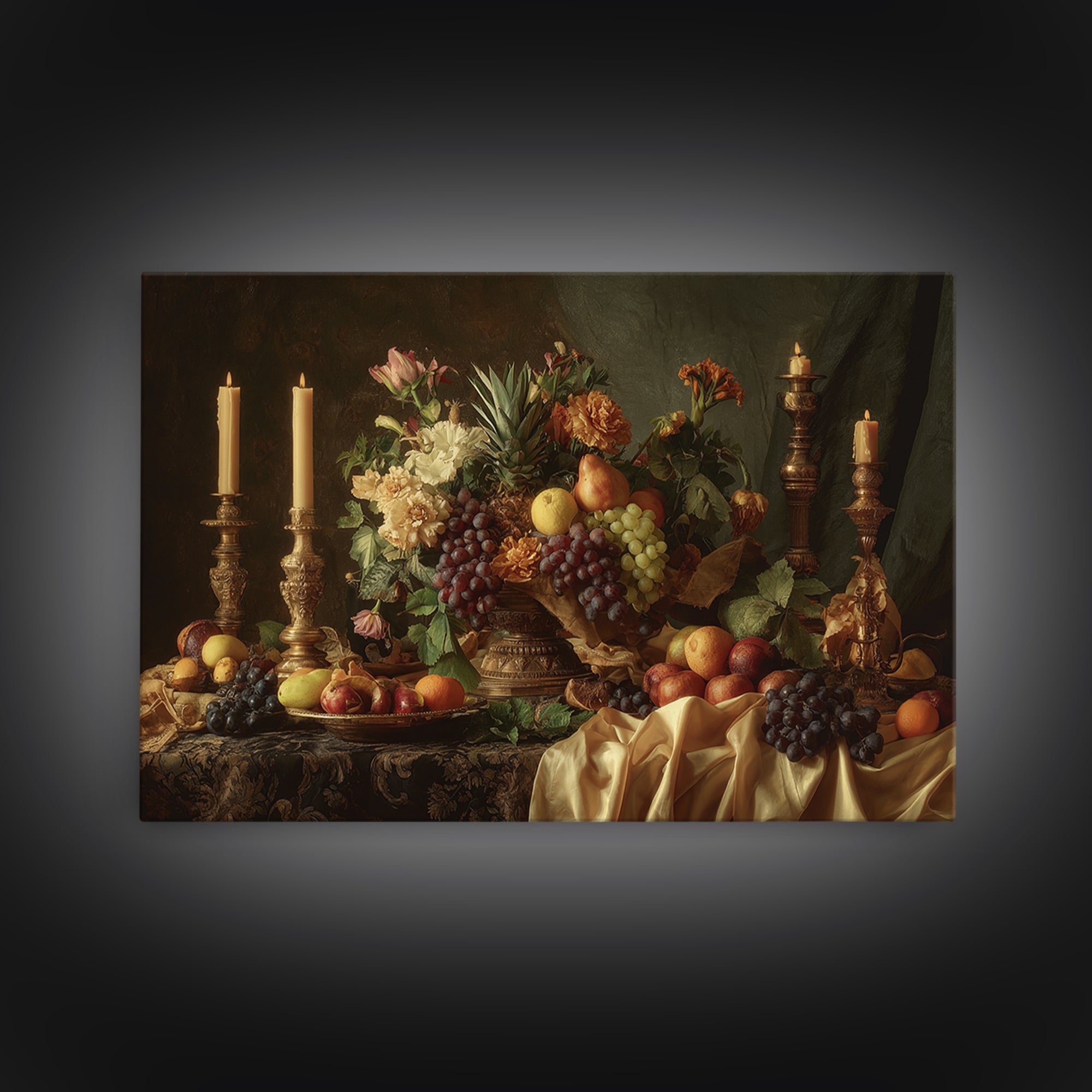 Lavish Banquet Fruit Composition Canvas Print, Baroque Art, Art, Living Room Decor, Fine Art, Ornate, Modern Wall Art, BAO-3x2-48