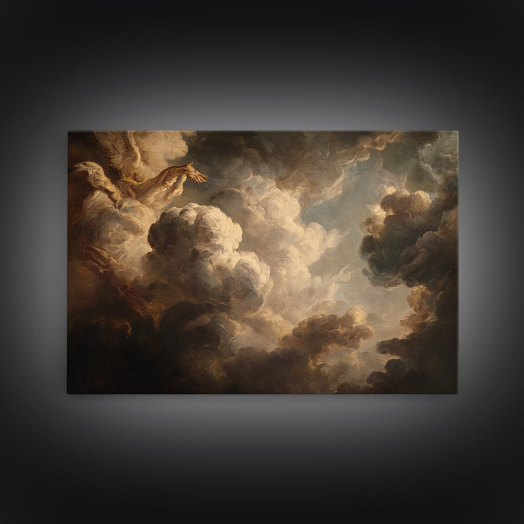 Angelic Hand Reaching Through Clouds Canvas Print, Baroque Art, Printable Art, Living Room Decor, Ornate, Gallery Wall, BAO-3x2-49