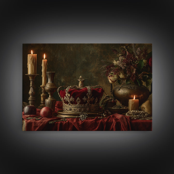 Dark Red Velvet Canvas Print, Baroque Art, Art, Living Room Decor, Fine Art, Ornate, Modern Wall Art, Living Room Wall Art, BAO-3x2-51