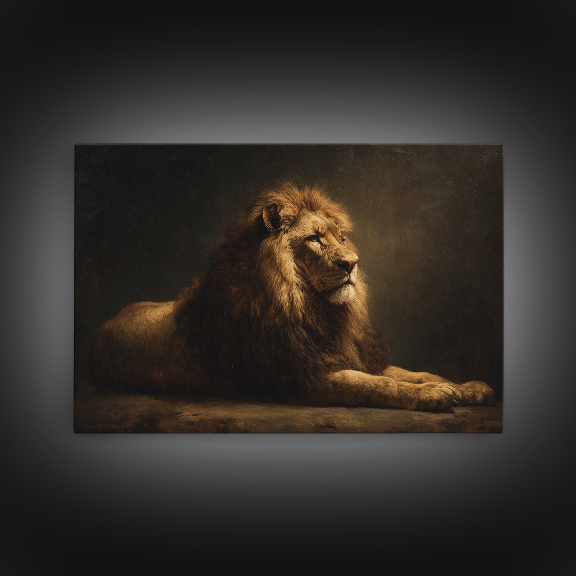 Royal Lion Portrait Framed Canvas Print, Baroque Art, Digital Wall Art, Living Room Decor, Fine Art, Ornate, Portrait Painting, BAO-3x2-69