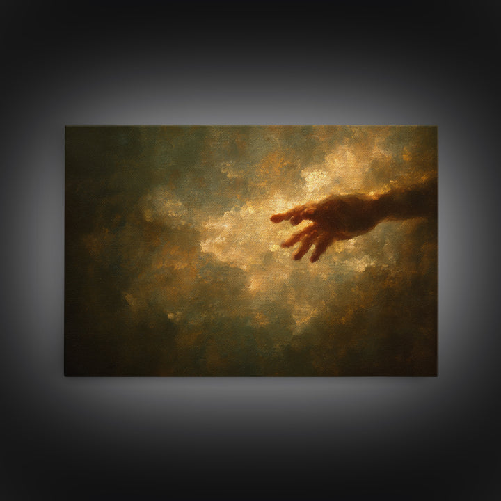 Angelic Hand Reaching Through Clouds Canvas Print, Baroque Art, Printable Art, Living Room Decor, Ornate, Gallery Wall, BAO-3x2-73
