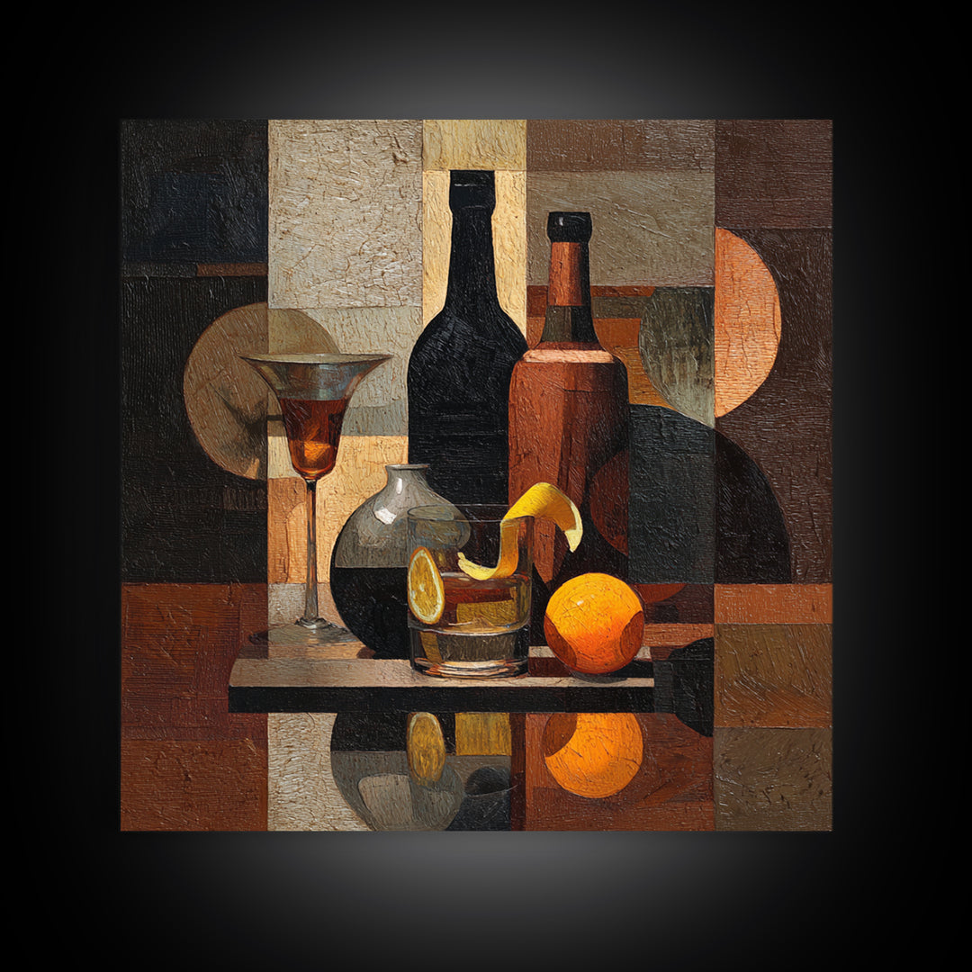 Retro Happy Hour Poster Framed Canvas Print, Bar Art, Digital Print, Bar Decor, Fine Art, Coffee Wall Art, Living Room Art, BAR-1x1-56