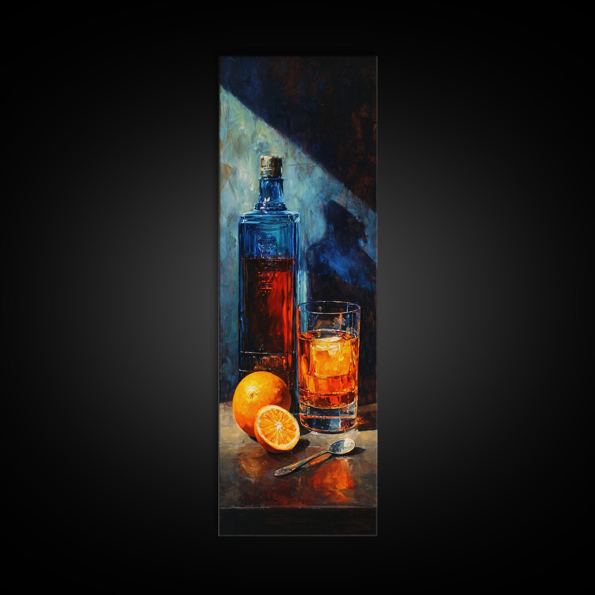 Orange Bitters and Bar Spoon Still Life Canvas Print, Bar Art, Kitchen Wall Decor, Bar Decor, Fine Art, Bar Cart Art, BAR-1x3-33