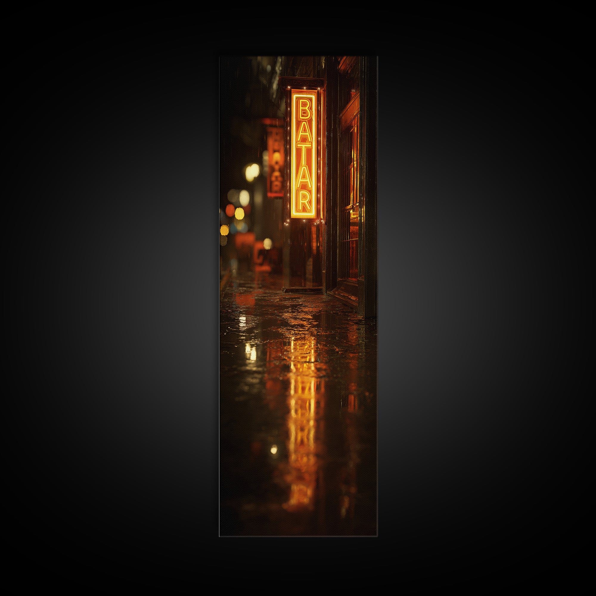 Neon Cocktail Sign Reflected Canvas Print, Bar Art, Living Room Art, Bar Decor, Fine Art, Luxury Decor, Room Decor, BAR-1x3-41