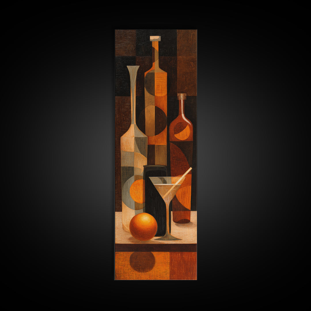 Retro Happy Hour Poster Canvas Print, Bar Art, Kitchen Decor, Bar Decor, Fine Art, Bar Signs, Kitchen Print, BAR-1x3-44