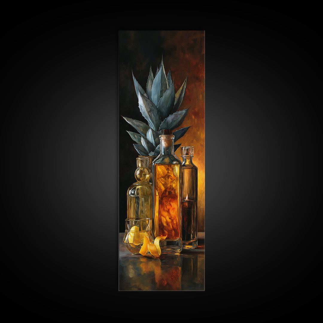 Tequila Agave Plant Study Canvas Print, Bar Art, Bar Cart, Bar Decor, Fine Art, Kitchen Print, Coffee Wall Art, BAR-1x3-48