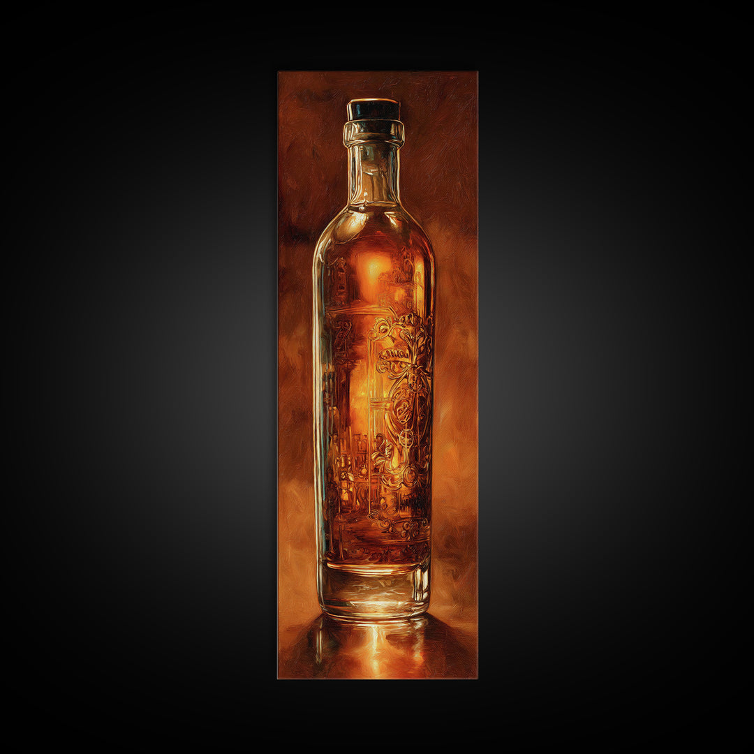 Sailor Tattoo Rum Bottle Illustration Framed Canvas Print, Bar Art, Neutral Decor, Bar Decor, Fine Art, Home Decor, BAR-1x3-75