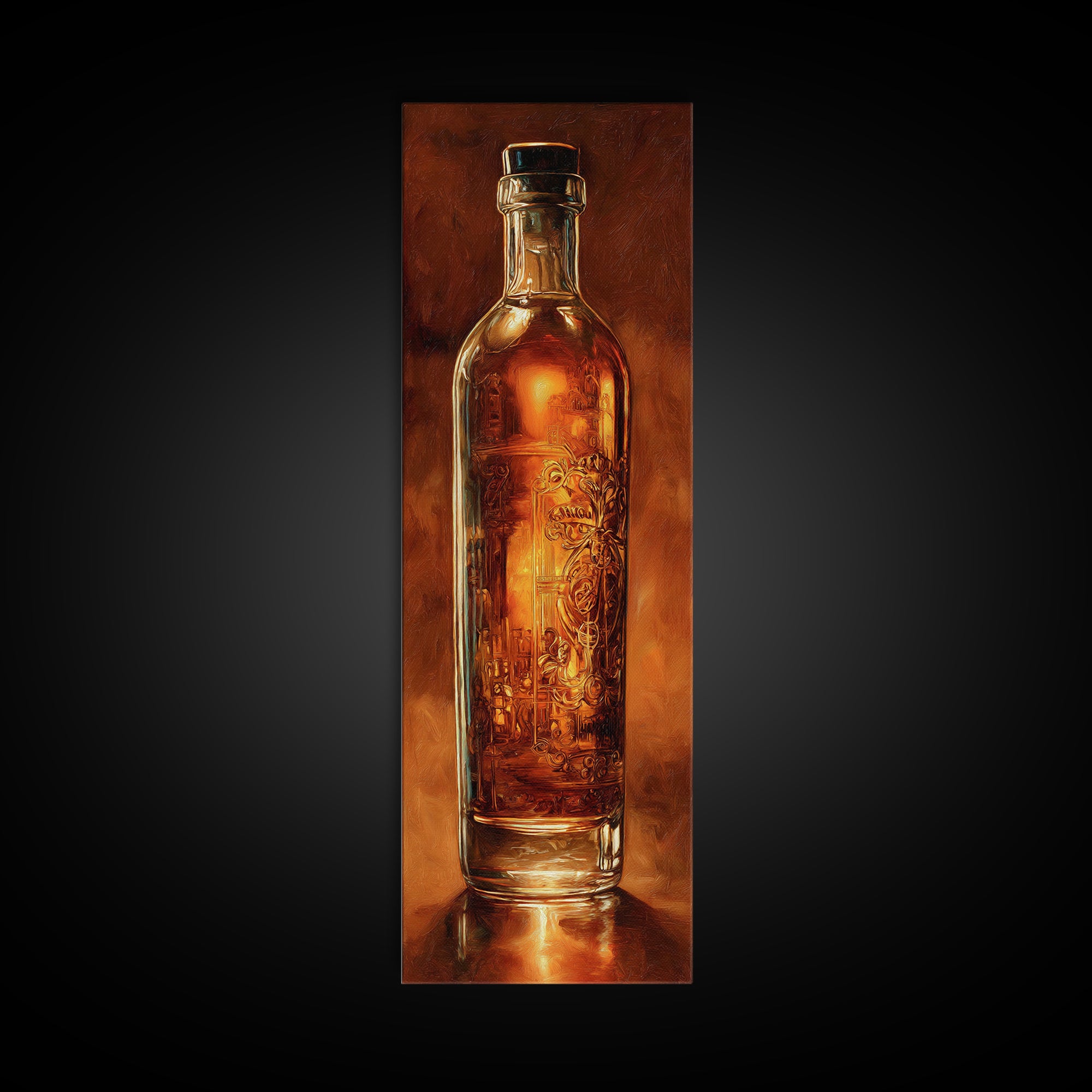 Sailor Tattoo Rum Bottle Illustration Framed Canvas Print, Bar Art, Neutral Decor, Bar Decor, Fine Art, Home Decor, BAR-1x3-75