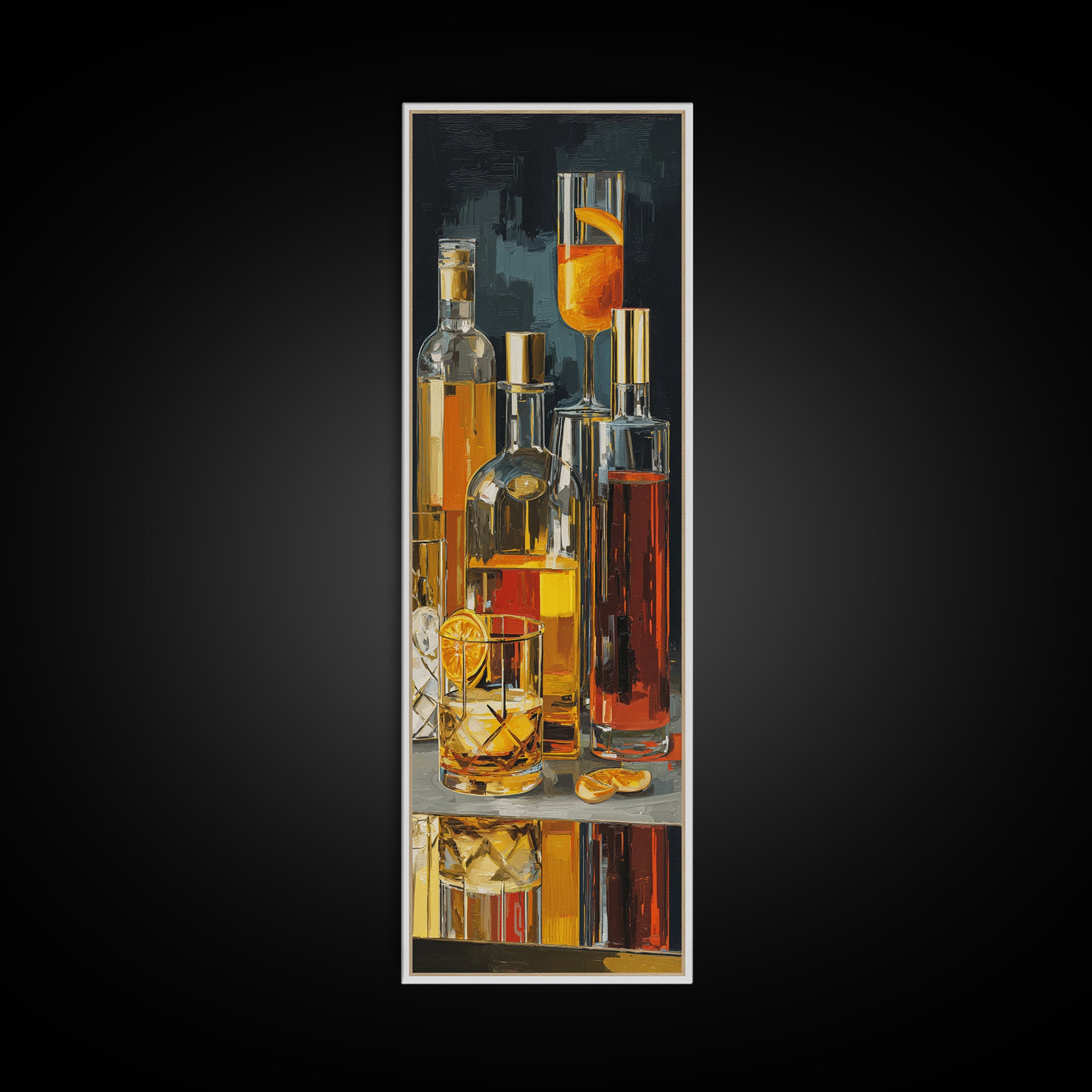 Retro Happy Hour Poster Framed Canvas Print, Bar Art, Living Room Art, Bar Decor, Fine Art, Luxury Decor, Room Decor, BAR-1x3-92
