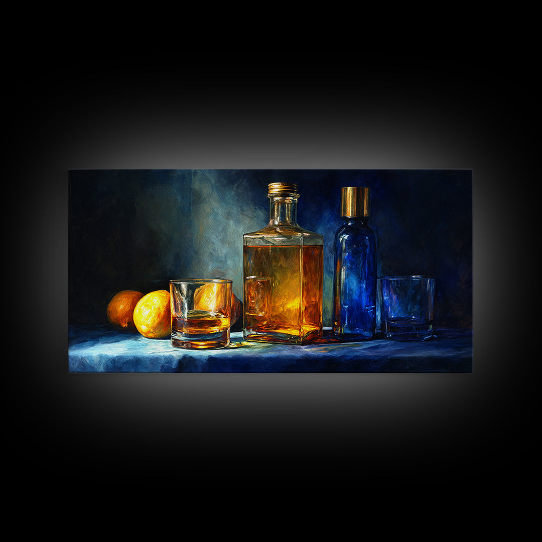 Smoked Glassware Study Framed Canvas Print, Bar Art, Gallery Decor, Bar Decor, Fine Art, Wall Art, Home Decor, BAR-2x1-67