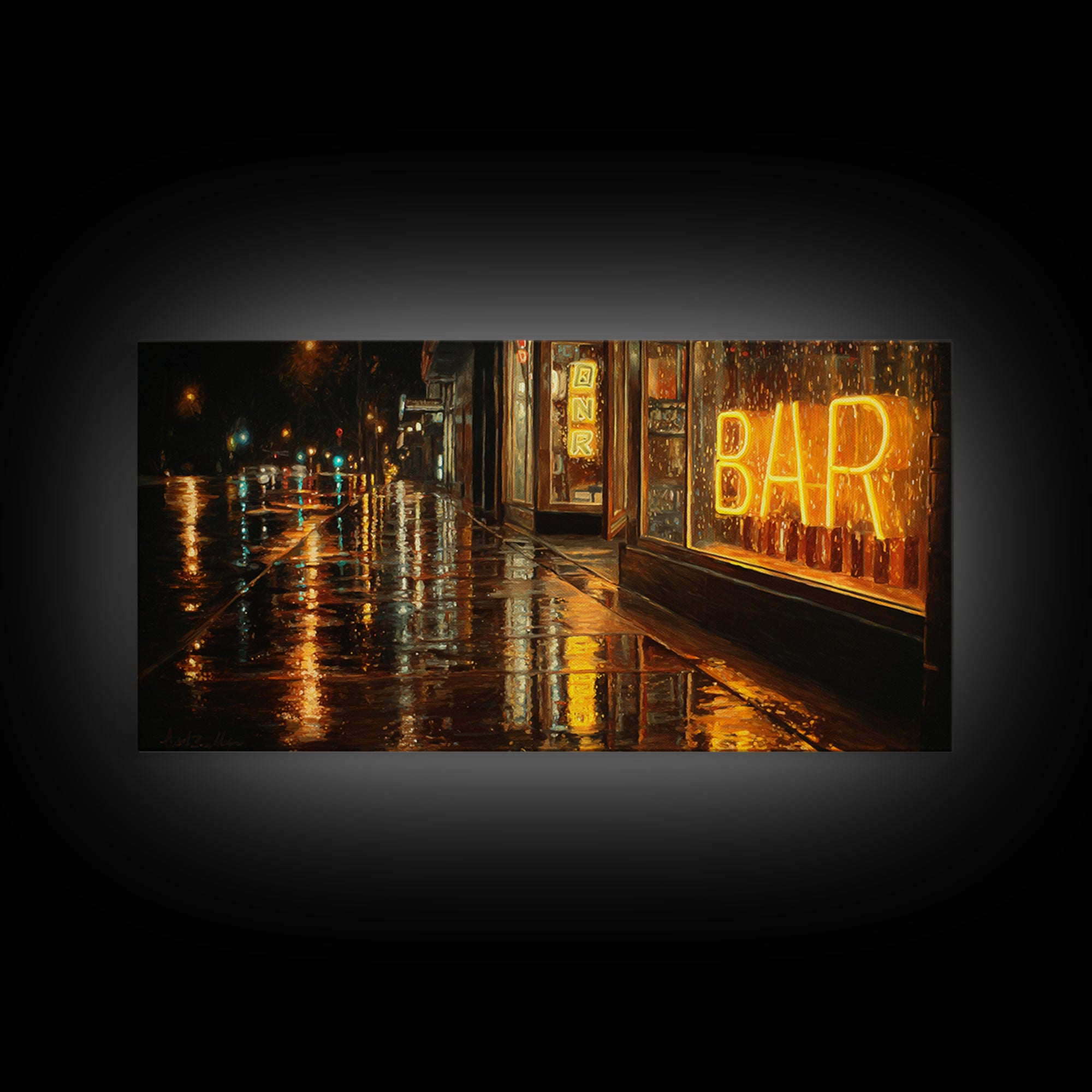 Neon Cocktail Sign Reflected Canvas Print, Bar Art, Bar Sign, Bar Decor, Fine Art, Coffee Bar, Cocktail Wall Art, BAR-2x1-73