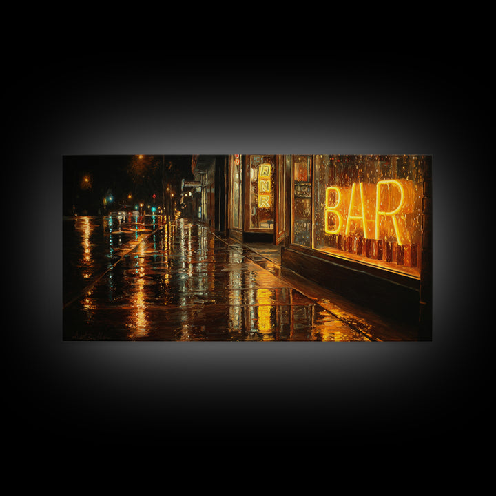 Neon Cocktail Sign Reflected Canvas Print, Bar Art, Bar Sign, Bar Decor, Fine Art, Coffee Bar, Cocktail Wall Art, BAR-2x1-73
