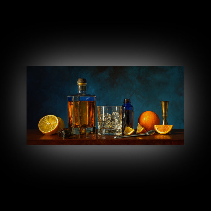 Orange Bitters and Bar Spoon Still Life Canvas Print, Bar Art, Kitchen Wall Decor, Bar Decor, Fine Art, Bar Cart Art, BAR-2x1-89