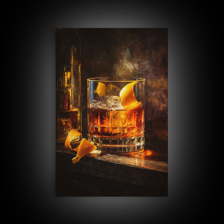 Cocktail Recipe Diagram Styled as Elegant Art Framed Canvas Print, Bar Art, Art Print, Bar Decor, Fine Art, Kitchen Wall Decor, BAR-2x3-100