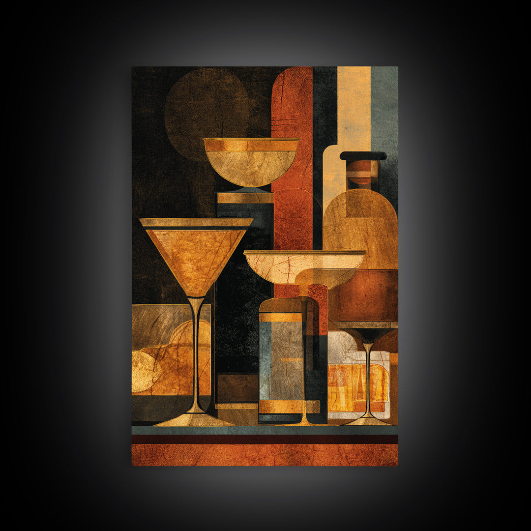 Retro Happy Hour Poster Canvas Print, Bar Art, Gallery Decor, Bar Decor, Fine Art, Wall Art, Home Decor, Wall Decor, BAR-2x3-16