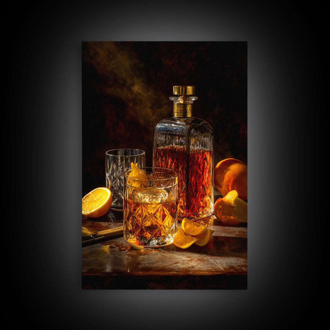Cocktail Recipe Diagram Styled as Elegant Art Framed Canvas Print, Bar Art, Wall Decor, Bar Decor, Fine Art, BAR-2x3-52