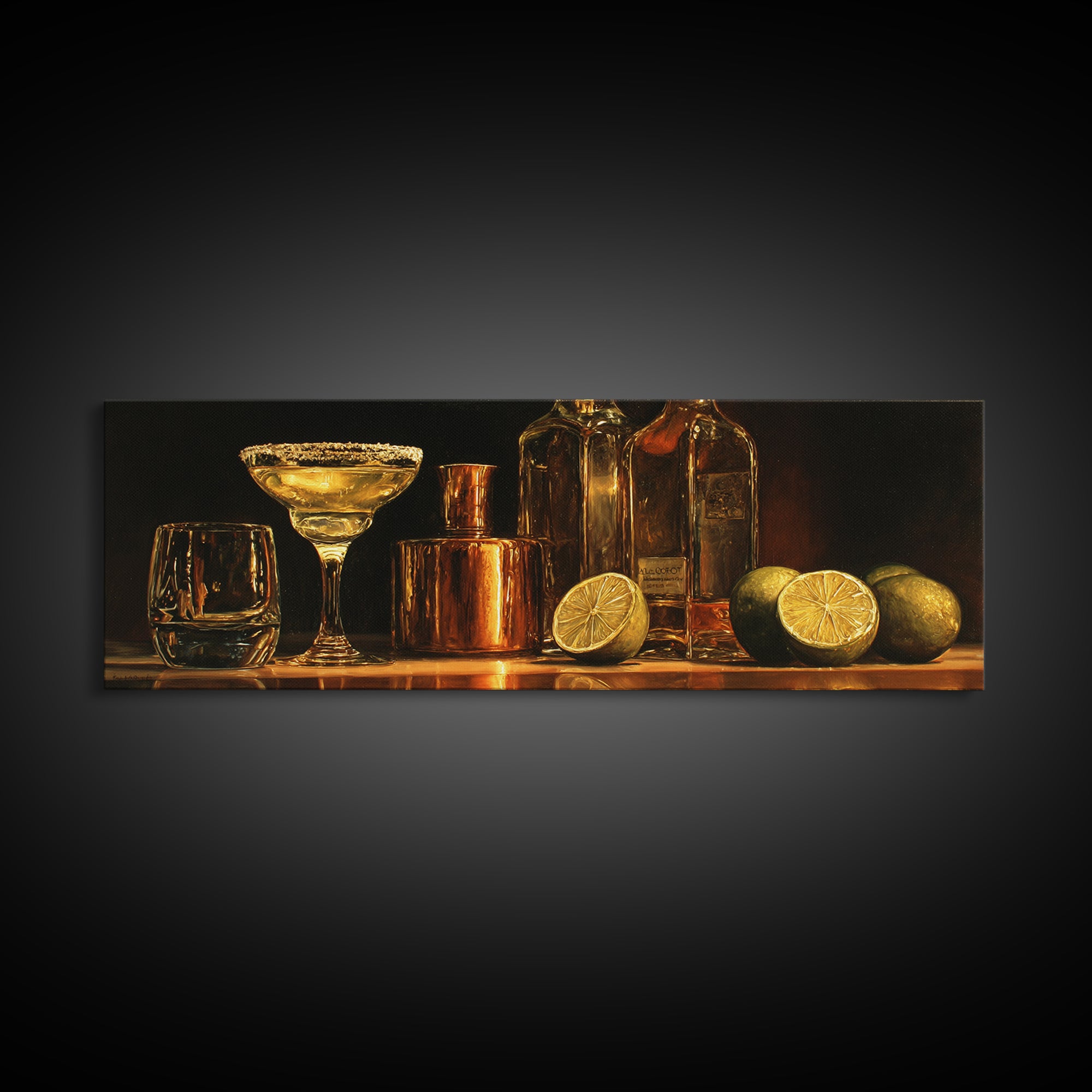 Classic Margarita with Salt Rim and Lime Canvas Print, Bar Art, Fine Art Print, Bar Decor, Fine Art, Metal Wall Art, BAR-3x1-3